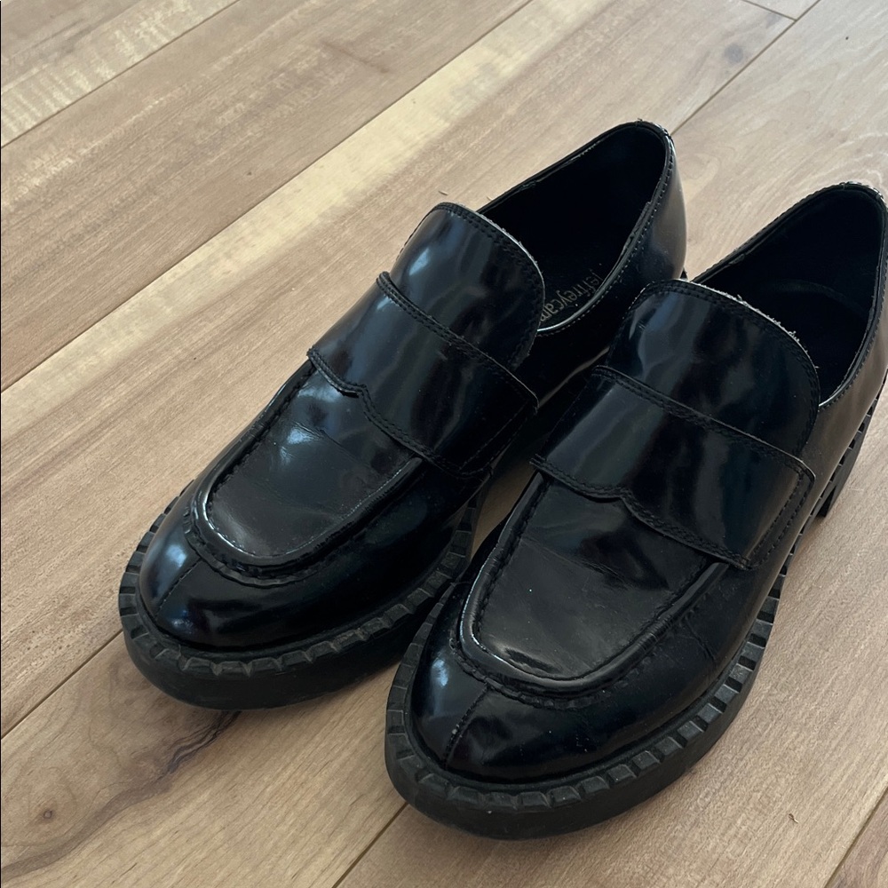 Jeffrey Campbell Glossy Black Slip-On Loafers